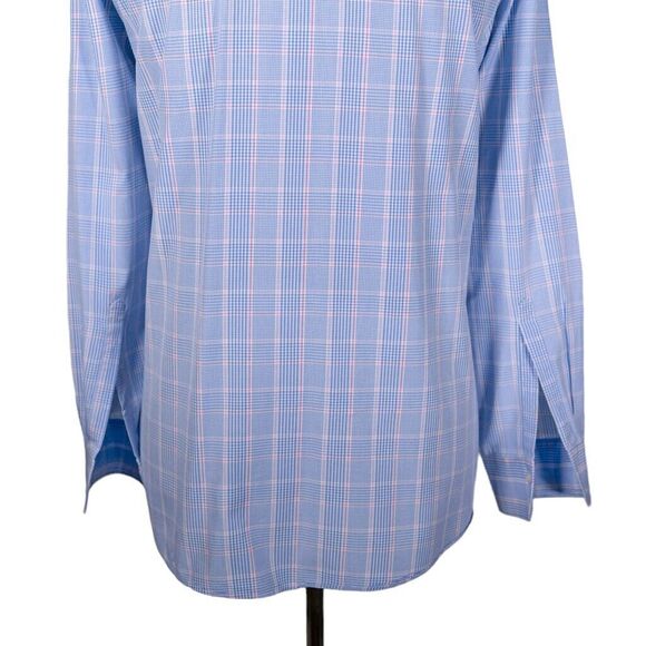 Charles Tyrwhitt Mens Dress Shirt Button Up Blue Pink Plaid Check Slim Fit 17 34 - Picture 8 of 8